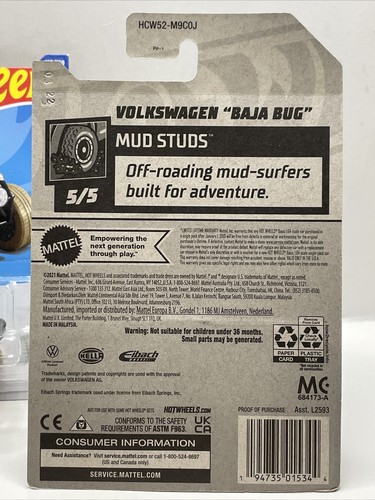 2022 Hot Wheels Volkswagen "Baja Bug" HW Mud Studs - Picture 3 of 5
