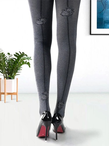 Herbst Damen Strumpfhosen, Mitteldicke, Warme Graue Strumpfhosen mit Einfachem - Bild 2 von 9