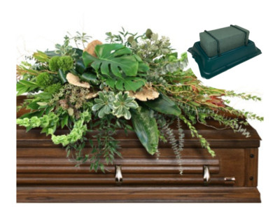 CalCastle Craft Floral Cage Arranger with Floral Wet Foam Casket Saddle