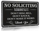 No Soliciting Sign Vintage Metal 8x12 Inch RustResistant for Front Door