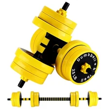 Adjustable Weight Dumbbell Set 33 LB Cap Gym Home Barbell Plates Body Workout