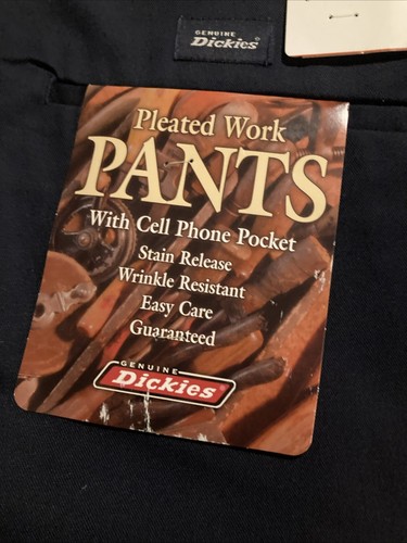 Genuine Dickies Men's DARK NAVY BLUE Pleated Front Casual &Work Pants Size 34x30 - Picture 4 of 6