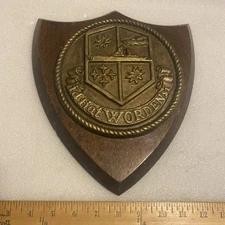 VINTAGE USS WORDEN CG 18 WOOD & BRASS PLAQUE