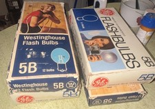 Lot of 4 Vintage New Westinghouse/GE 5B Blue Flashbulbs 12 Bulb Packs 48 total 