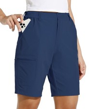 Women's 10" Hiking Cargo Shorts Stretch Golf Active Long Quick Dry Outdoor Su...