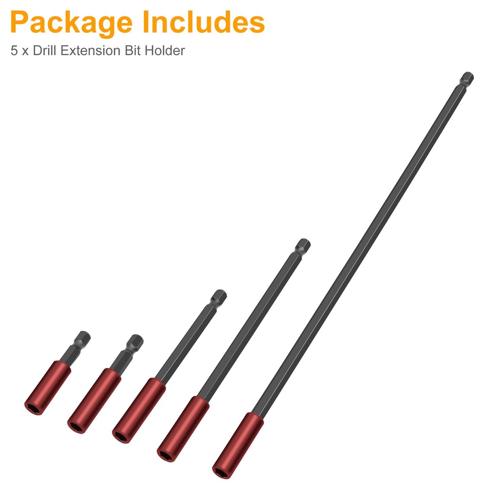 5PCS Magnetic Drill Bit Extension Holder Set 1/4" Hex Shank for Impact ...