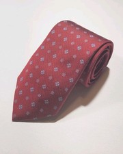 Vtg Brooks Brothers Makers Merchants Tie 59.5" Red Silver Flower Geometric USA