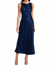NWT Reformation Corey Blue Silk Satin Cowl Ne...