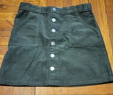 Old Navy Olive Corduroy Snap-Front Skirt Girls 8