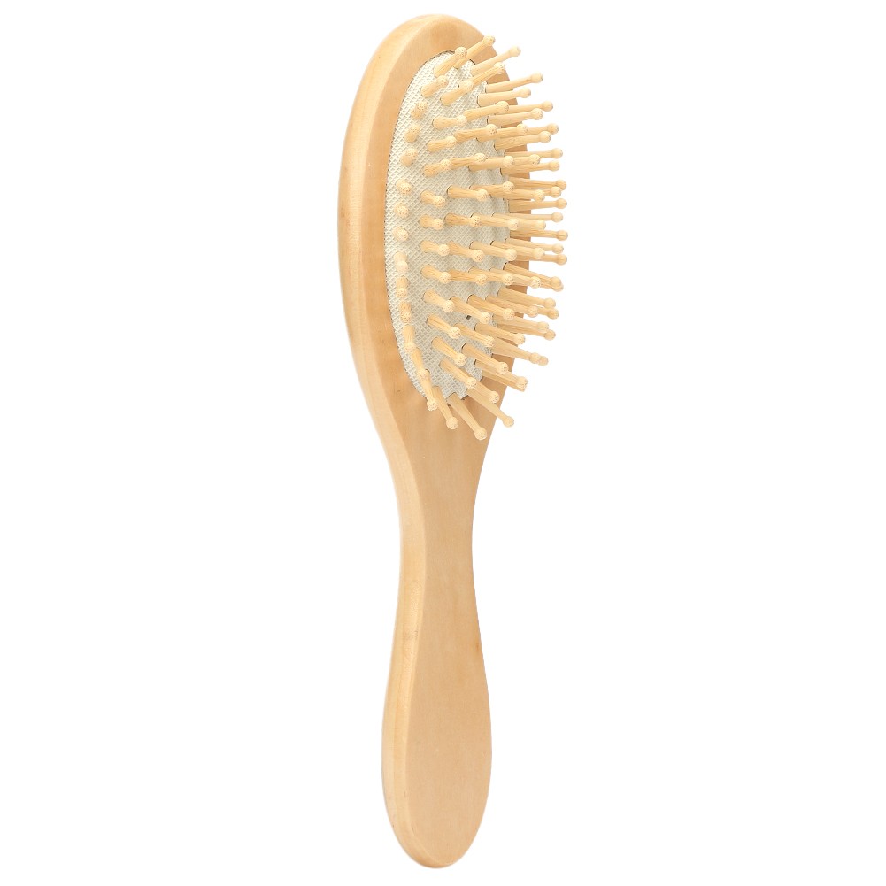 White Anti Static Natural Wooden Comb Paddle Hairbrush Scalp Care Healthy