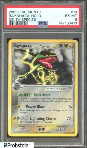2005 Pokemon EX Delta Species #13 Rayquaza Holo PSA 6 EX-MT