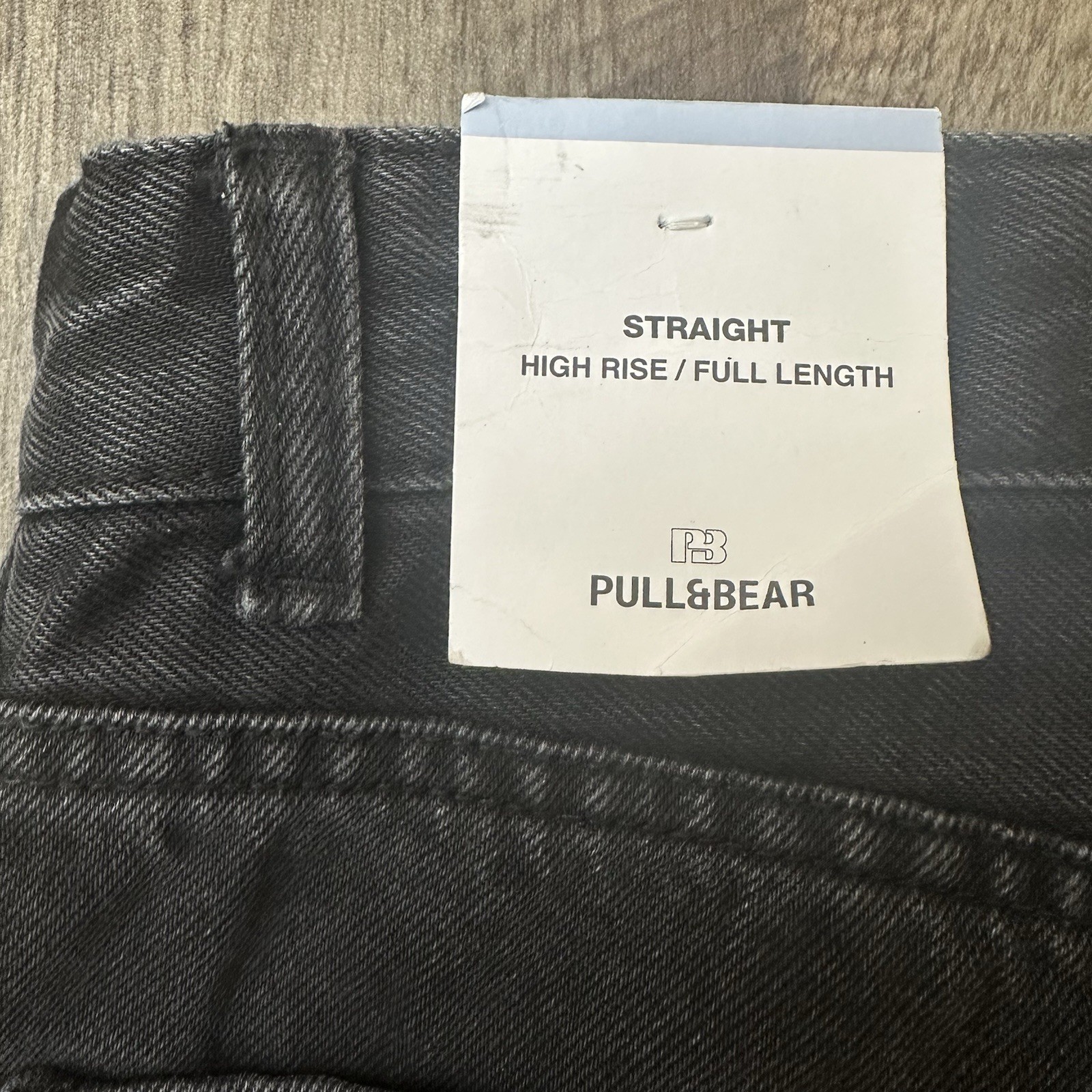 Pull&Bear Straight Leg Jeans Y2K High Rise Raw Hem Full Length Size 4 Black image 7