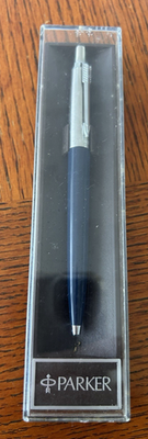 #ad Vintage Dark Blue Straight Clip Ball Parker Jotter Pen amp; Case Box $14.86