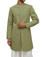 Runcati Mens Kurta Coats Sherwani Army Green X-Large,
