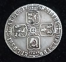 1758 SIXPENCE British Coin COLLECTABLE GRADE Head of King George II SIX 6 PENCE