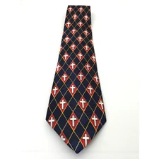 Steven Harris Mens Necktie Patriotic Blue Red White Argyle Cross Print Handmade