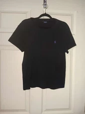 Ralph Lauren Womens Sz Xl Navy T Shirt Purple Logo Embroidered On Chest