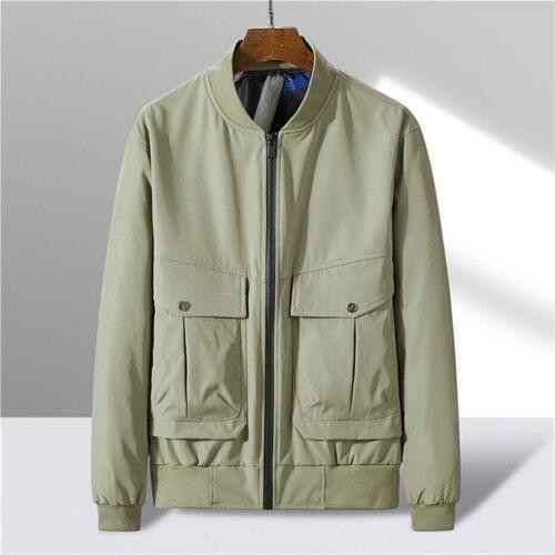Hombres Corto Cremallera Cuello Soporte Abrigos Informales Exterior Béisbol Chaquetas Primavera Otoño - Imagen 5 de 13