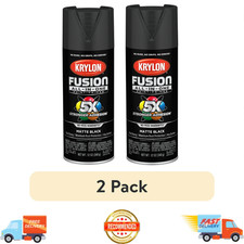  2 Pack Krylon Fusion All-In-One Black Matte 12 oz Spray Paint, Multi-Surface