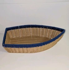 Ciroa Nautical Boat Shaped Large Decorative Serving Basket Resin Wicker 17" Long