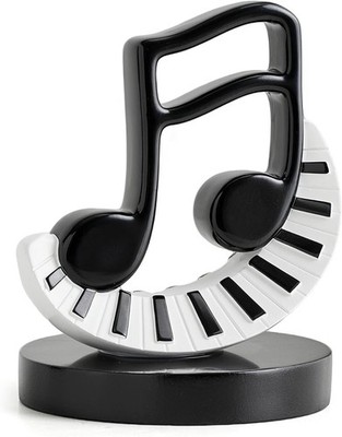 Resin Music Note Statue, Black & White Piano Key, Two Eight Rhythm, 5.5 Inches