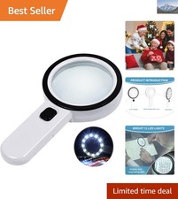 Ergonomic Handheld Magnifier with 12 Bright LEDs - Ideal for Low Vision Readers