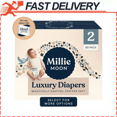 Millie Moon Size 2 Luxury Diapers 88 Ct High Absorbency Snug Fit Hypoallergenic