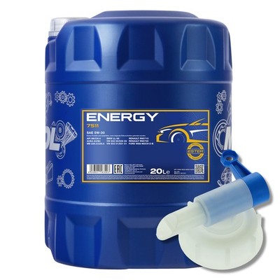 MANNOL Energy 5W-30 Motoröl, ACEA A3/B4, API SN/CH-4, 20 Liter mit Ablasshahn