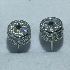 2 Ct Round Cut Lab Created Diamond Cluster Stud Earrings 14K White Gold Plated