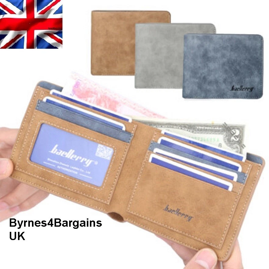 Blue Designer Card Blocking ID Protection RFID SAFE Mens Leather Wallet UK - Image 2 of 4