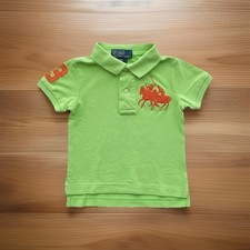 Ralph Lauren Baby Boys Duel Match Big Ponies Polo Shirt Green Short Sleeve 9M