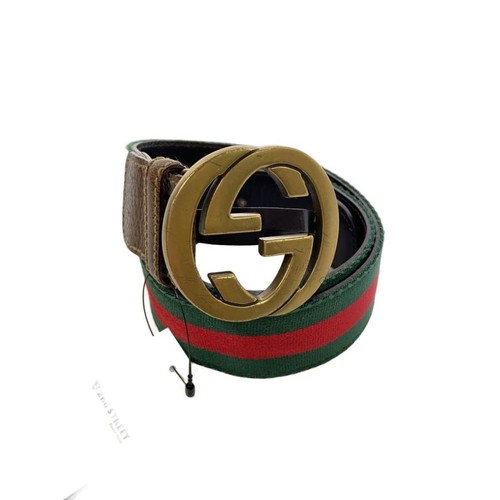 Used GUCCI◆Interlocking/GG/Sherry line/Belt/Leather/Multicolor/Men's/114876//