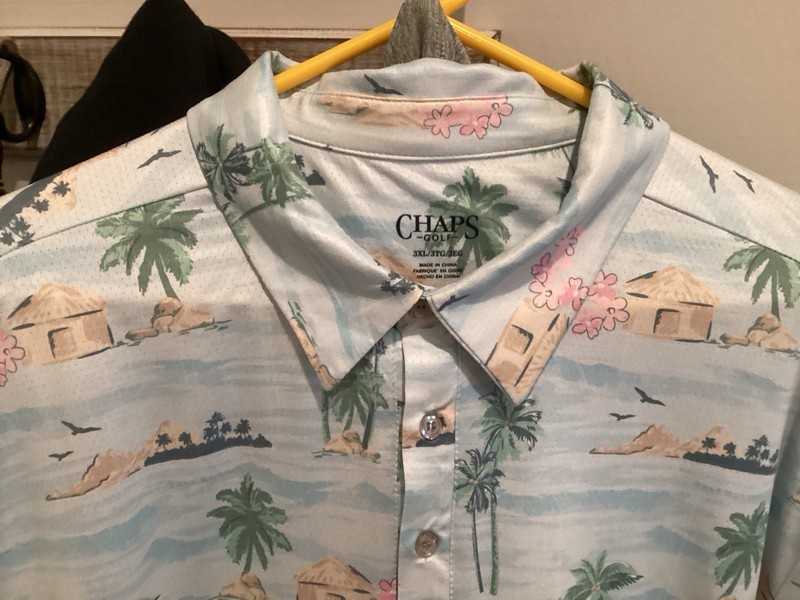 Chaps Golf Men’s Tropical Palms Sky Blue Polo Shirt! SZ 3XL So Nice