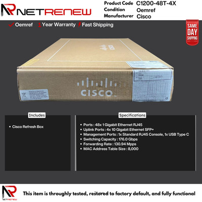 Refresh Cisco  C1200-48T-4X 48 Port GE SFP+ Smart Eligible
