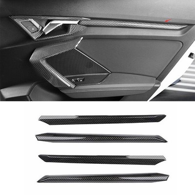 For Audi A3 2022 2023 ABS ABS Carbon Fiber Car Inner Door Panel Strip Trim 4PCS