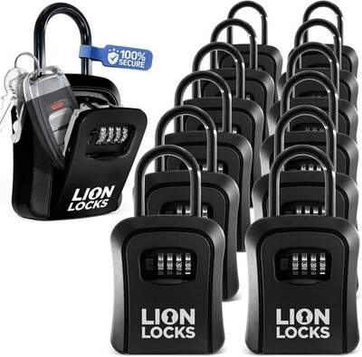 4 Digit Combination Key Lock Box, Waterproof Portable Outdoor Security Case for