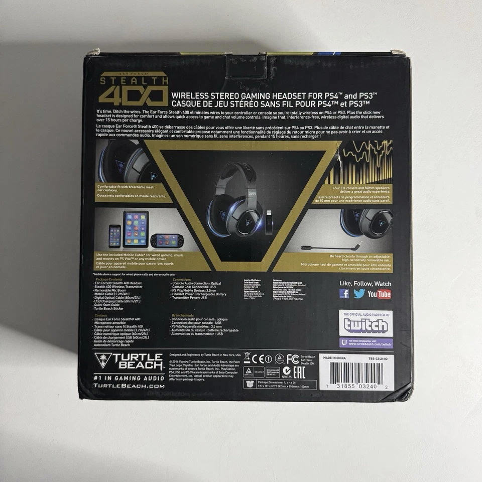 Turtle Beach Stealth 400 Wireless Headset for PS4, PS3 Gaming Headset - Immagine 4 di 4