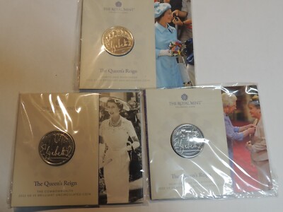 2022 UK The Queen s Reign All 3  BU Coins In Hand Royal Mint Sealed  !!!!