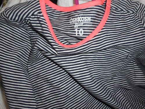 OSHKOSH CINTURA BAJA Manga larga NWT SZ 10 Negro Blanco Algodón Rayado VESTIDO - Imagen 9 de 9
