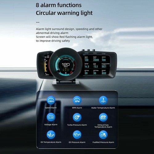 Auto Head-Up Display HUD OBD + GPS Tachometer Alarm Umgebungs Licht - Picture 8 of 17