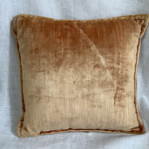Set 3 Throw Pillows Vintage Tan Orange Square Velvet Retro MCM 11” - Picture 5 of 8