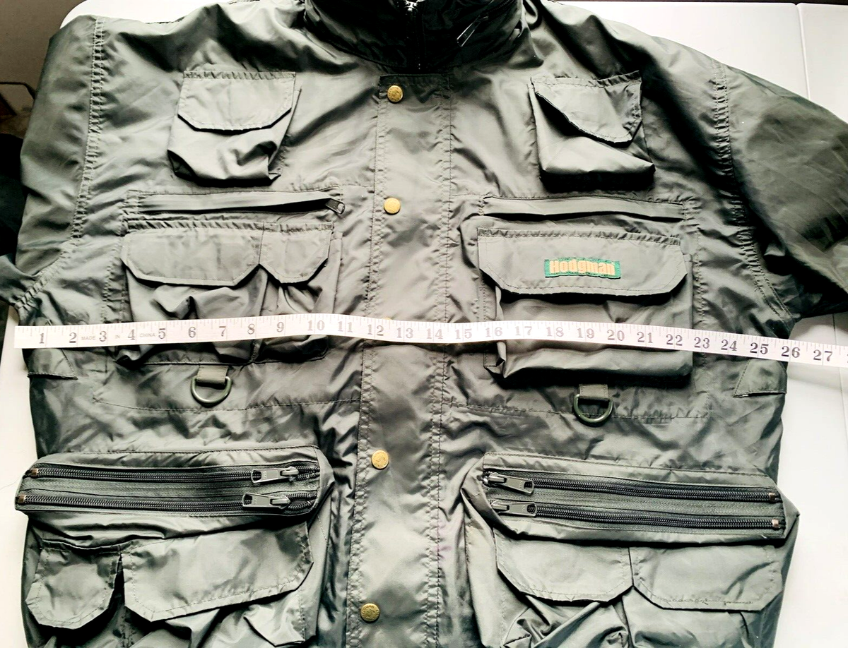 Hodgman LakeStream フィッシングジャケット ダークグリーン VTG Hodgman Lakestream hooded fishing jacket, lots of