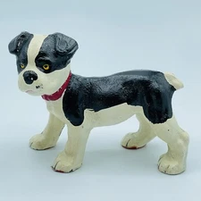 Cast Iron Boston Terrier Puppy Doorstop Bookend Floppy Ears Vintage Hand Painted