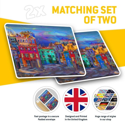 2 x Rectangle Stickers 7.5 cm - Art Painting Street Homes Houses Cool Gift #2150 - 第 2/9 張圖片