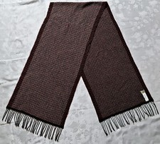 SCARF VINTAGE AUTHENTIC JCT  CO PLAID BURGUNDY GRAY WOOL BL LONG MENS FRINGE