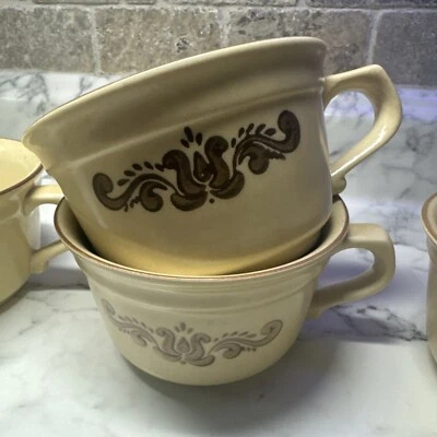 Vintage Pfaltzgraff Village USA Coffee Tea Cup Mug Brown Tan #6-1 Set Of Six - Image 1 of 4