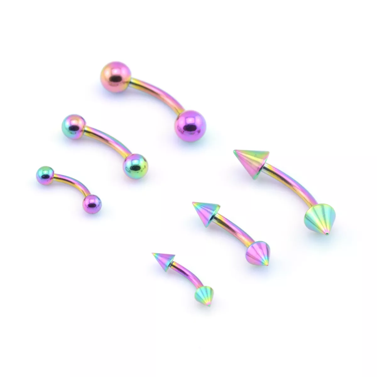 Rainbow Curved Barbell Banana Eyebrow Navel Bridge Prince Albert