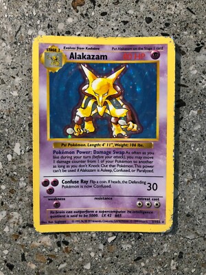 Pokemon TCG Cards SHADOWLESS Alakazam 1/102 Base Set Holo Rare