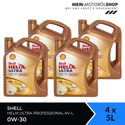 Shell Helix Ultra Professional AV-L 0W-30 VW 504 00 ACEA C3 4x5 Liter = 20 Liter