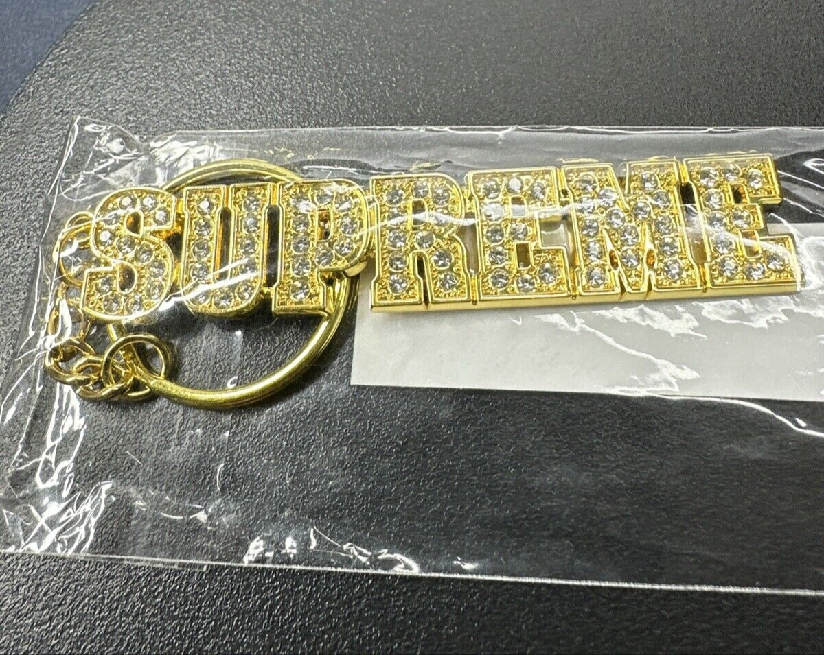 Supreme Block Logo Keychain GOLD Rhinestones~BRAND NEW BOX LOGO | eBay
